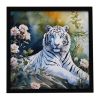 White Tiger Framed Metal Print Bathroom, Kitchen, Office, Home Decor Wall Art Ready to Hang, Square, 8X8