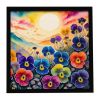 Pansies in Color Framed Metal Print Bathroom, Kitchen, Office, Home Decor Wall Art Ready to Hang, Square, 8X8