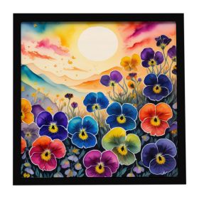 Pansies in Color Framed Metal Print Bathroom, Kitchen, Office, Home Decor Wall Art Ready to Hang, Square, 8X8