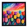 Tulips in Color Framed Metal Print Bathroom, Kitchen, Office, Home Decor Wall Art Ready to Hang, Square, 8X8