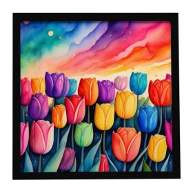 Tulips in Color Framed Metal Print Bathroom, Kitchen, Office, Home Decor Wall Art Ready to Hang, Square, 8X8