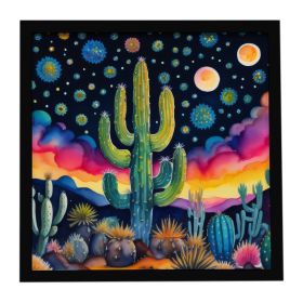 Queen of the Night Cactus in Color Framed Metal Print Bathroom, Kitchen, Office, Home Decor Wall Art Ready to Hang, Square, 8X8