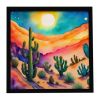 Cactus in Color Framed Metal Print Bathroom, Kitchen, Office, Home Decor Wall Art Ready to Hang, Square, 8X8