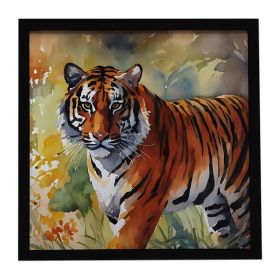 Bengal Tiger Framed Metal Print Bathroom, Kitchen, Office, Home Decor Wall Art Ready to Hang, Square, 8X8