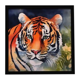 Tiger Framed Metal Print Bathroom, Kitchen, Office, Home Decor Wall Art Ready to Hang, Square, 8X8