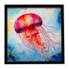 Jellyfish Framed Metal Print Bathroom, Kitchen, Office, Home Decor Wall Art Ready to Hang, Square, 8X8