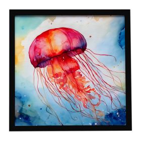 Jellyfish Framed Metal Print Bathroom, Kitchen, Office, Home Decor Wall Art Ready to Hang, Square, 8X8