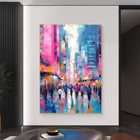 Hand Painted Oil Painting Abstract Cityscape Oil Painting on Canvas Original Urban Scenery Painting Modern Building Art Living room Wall Decor Custom (style: 01, size: 90X120cm)