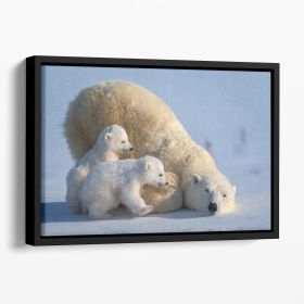 Mum Play together Floating Framed Canvas (Color: Black, size: 12" x 8" / 30cm x 20cm approx)