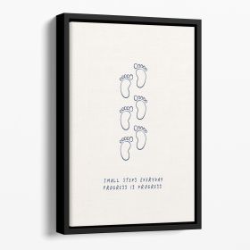 Small Steps Floating Framed Canvas (Color: Black, size: 36" x 24" / 90cm x 60cm approx)