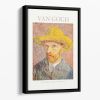 Self Portrait With Straw Hat Titled Floating Framed Canvas