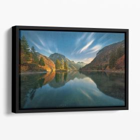Magic Lake Floating Framed Canvas (Color: Black, size: 40" x 26" / 100cm x 65cm (approx))