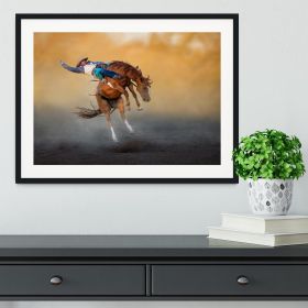Cowboy Rodeo Part 2 Framed Print (Color: White/With White Edging, size: 18" x 12" / 48cm x 30cm (approx))