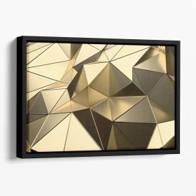 Gold Geometric Surface Floating Framed Canvas (Color: Black, size: 16" x 12" / 42cm x 30cm (approx))
