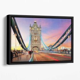 Tower bridge Motion Floating Framed Canvas (Color: Black, size: 16" x 12" / 42cm x 30cm (approx))