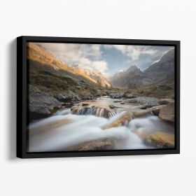 Autumn In The Alps Floating Framed Canvas (Color: Black, size: 24" x 16" / 60cm x 40cm (approx))