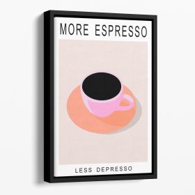 More Espresso Less Depresso Floating Framed Canvas (Color: Black, size: 12" x 8" / 30cm x 20cm approx)