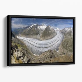 Aletschgletscher Floating Framed Canvas (Color: Black, size: 24" x 16" / 60cm x 40cm (approx))