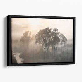 Savana Sunrise Floating Framed Canvas (Color: Black, size: 36" x 24" / 90cm x 60cm (approx))