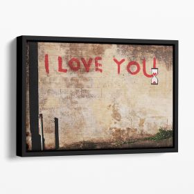 Banksy I Love You Floating Framed Canvas (Color: Black, size: 16" x 12" / 42cm x 30cm (approx))