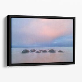 Moeraki Boulders Floating Framed Canvas (Color: Black, size: 24" x 16" / 60cm x 40cm (approx))