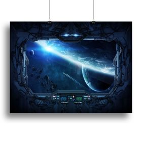 View of outer space from the window of a space station Canvas Print or Poster (Type: Poster Print, size: 40" x 26" / 100cm x 65cm (approx))