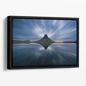 A Night At Kirkjufell Floating Framed Canvas (Color: Black, size: 40" x 26" / 100cm x 65cm (approx))