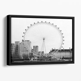 The London Eye Floating Framed Canvas (Color: Black, size: 16" x 12" / 42cm x 30cm (approx))