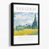 Wheat Field With Cypresses Titled Floating Framed Canvas