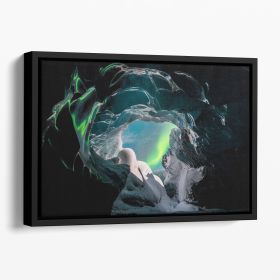 Wonders of Iceland Floating Framed Canvas (Color: Black, size: 24" x 16" / 60cm x 40cm approx)