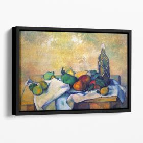 Still life Rum by Cezanne Floating Framed Canvas (Color: Black, size: 24" x 16" / 60cm x 40cm (approx))