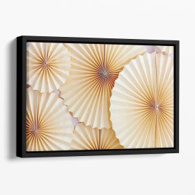 Paper Fans Floating Framed Canvas (Color: Black, size: 24" x 16" / 60cm x 40cm (approx))
