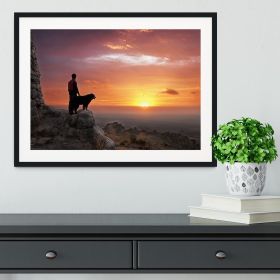 Man and his faithful companion Framed Print (Color: White/No White Edging, size: 36" x 24" / 90cm x 60cm (approx))