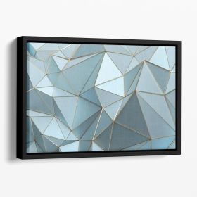 Blue and Gold Triangulated Surface Floating Framed Canvas (Color: Black, size: 24" x 16" / 60cm x 40cm (approx))