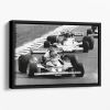 Niki Lauda leads James Hunt in the British Grand Prix 1976 Floating Framed Canvas