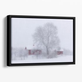 Winter Idyll Floating Framed Canvas (Color: Black, size: 16" x 12" / 42cm x 30cm (approx))