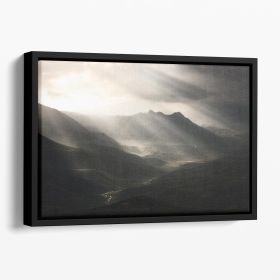 Sun Rays Mood Floating Framed Canvas (Color: Black, size: 36" x 24" / 90cm x 60cm (approx))