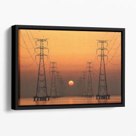 Power Line Floating Framed Canvas (Color: Black, size: 12" x 8" / 30cm x 20cm (approx))