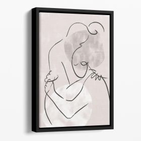 The Hug Floating Framed Canvas (Color: Black, size: 12" x 8" / 30cm x 20cm (approx))