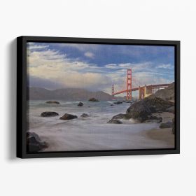 Golden Gate Bridge Floating Framed Canvas (Color: Black, size: 24" x 16" / 60cm x 40cm (approx))
