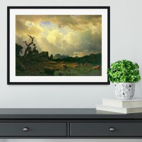 Thunderstorms in the Rocky Mountains by Bierstadt Framed Print (Color: Natural/No White Edging, size: 24" x 16" / 60cm x 40cm (approx))