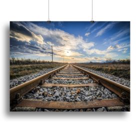 Train Track Canvas Print or Poster (Type: Standard Framed Canvas Print, size: 12" x 8" / 30cm x 20cm (approx))