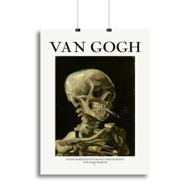 Head of a skeleton with a burning cigarette Titled Canvas Print or Poster (Type: Standard Framed Canvas Print, size: 40" x 26" / 100cm x 65cm approx)