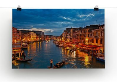 Grand Canal Venice at night Canvas Print or Poster (Type: Standard Framed Canvas Print, size: 40" x 26" / 100cm x 65cm (approx))