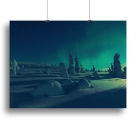 When moonlight meet polar lights Canvas Print or Poster (Type: Standard Framed Canvas Print, size: 12" x 8" / 30cm x 20cm approx)