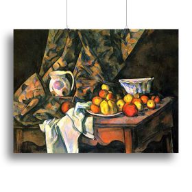 Still life with apples and peaches by Cezanne Canvas Print or Poster (Type: Standard Framed Canvas Print, size: 28" x 20" / 70cm x 50cm (approx))