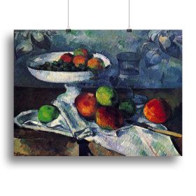 Still Life with Fruit Bowl by Cezanne Canvas Print or Poster (Type: Standard Framed Canvas Print, size: 12" x 8" / 30cm x 20cm (approx))