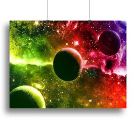Nebula Stars and Planets Canvas Print or Poster (Type: Standard Framed Canvas Print, size: 12" x 8" / 30cm x 20cm (approx))