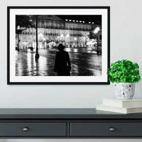 Silhouette In The Streets Framed Print (Color: Natural/With White Edging, size: 48" x 32" / 120cm x 80cm (approx))