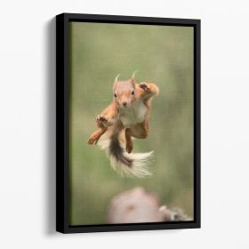 Ninja dancing Floating Framed Canvas (Color: Black, size: 24" x 16" / 60cm x 40cm approx)